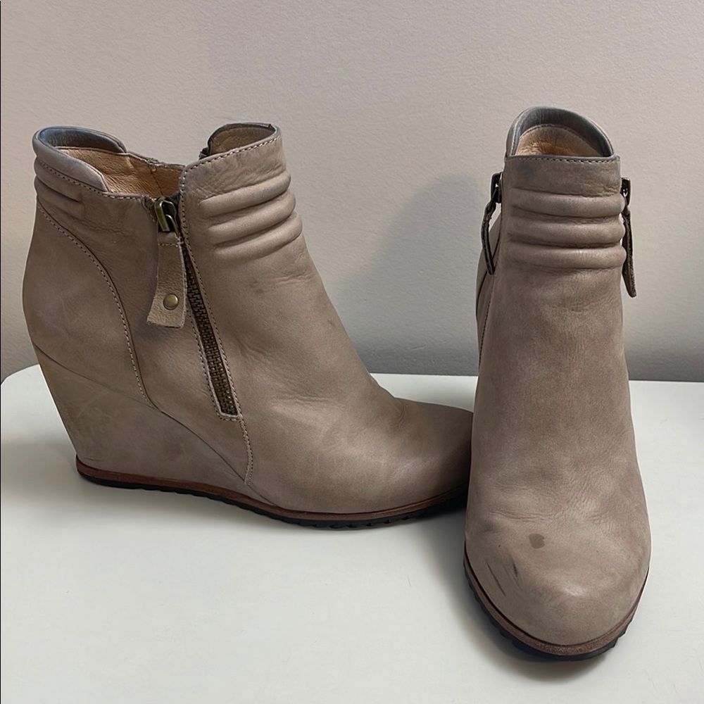 Women's Taupe Wedge Ankle Boots